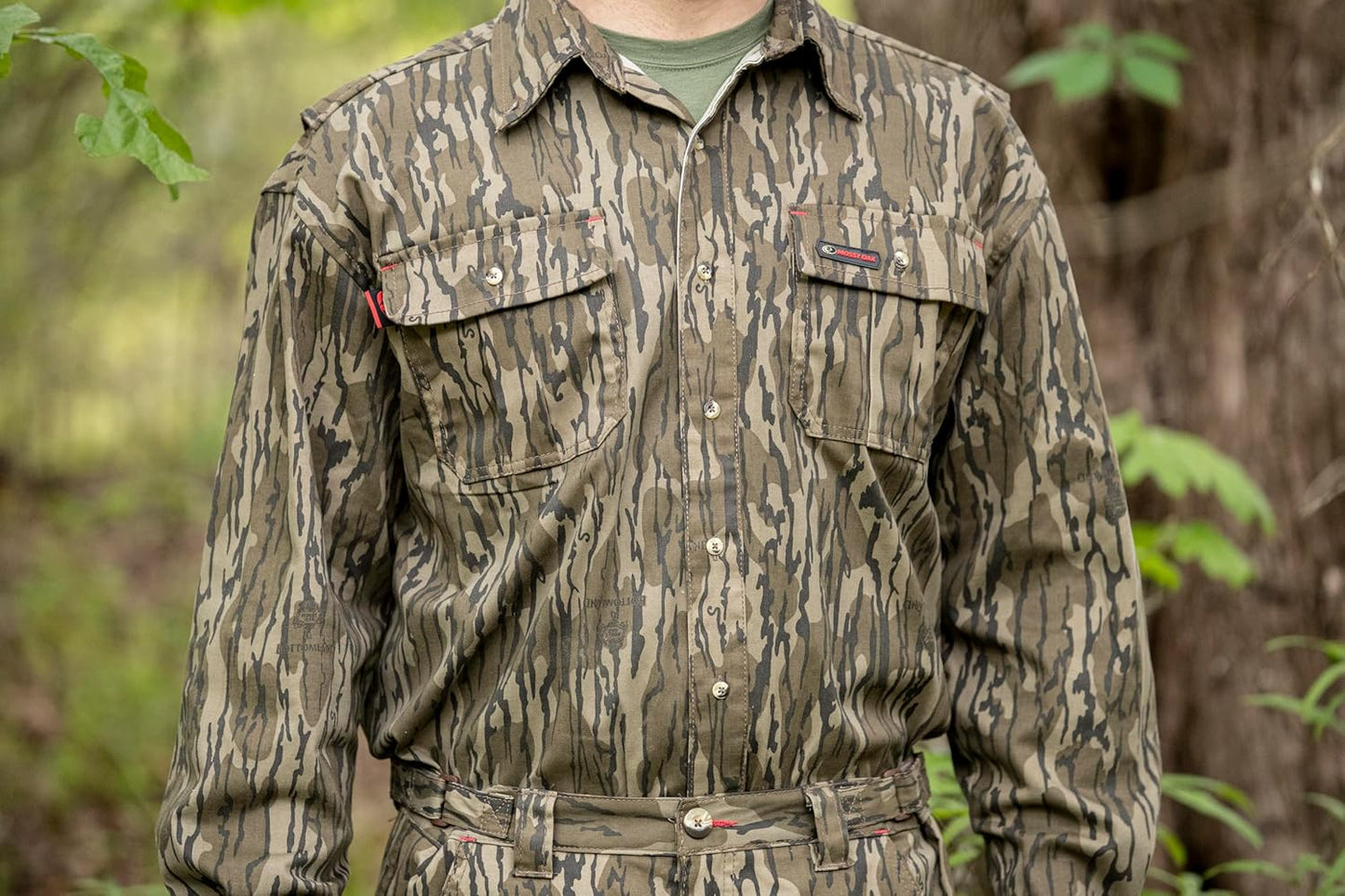 Mossy Oak Men's Long Sleeve Camo Hunting Shirt - Breathable Cotton Fabric | Perfect for Outdoor Adventures