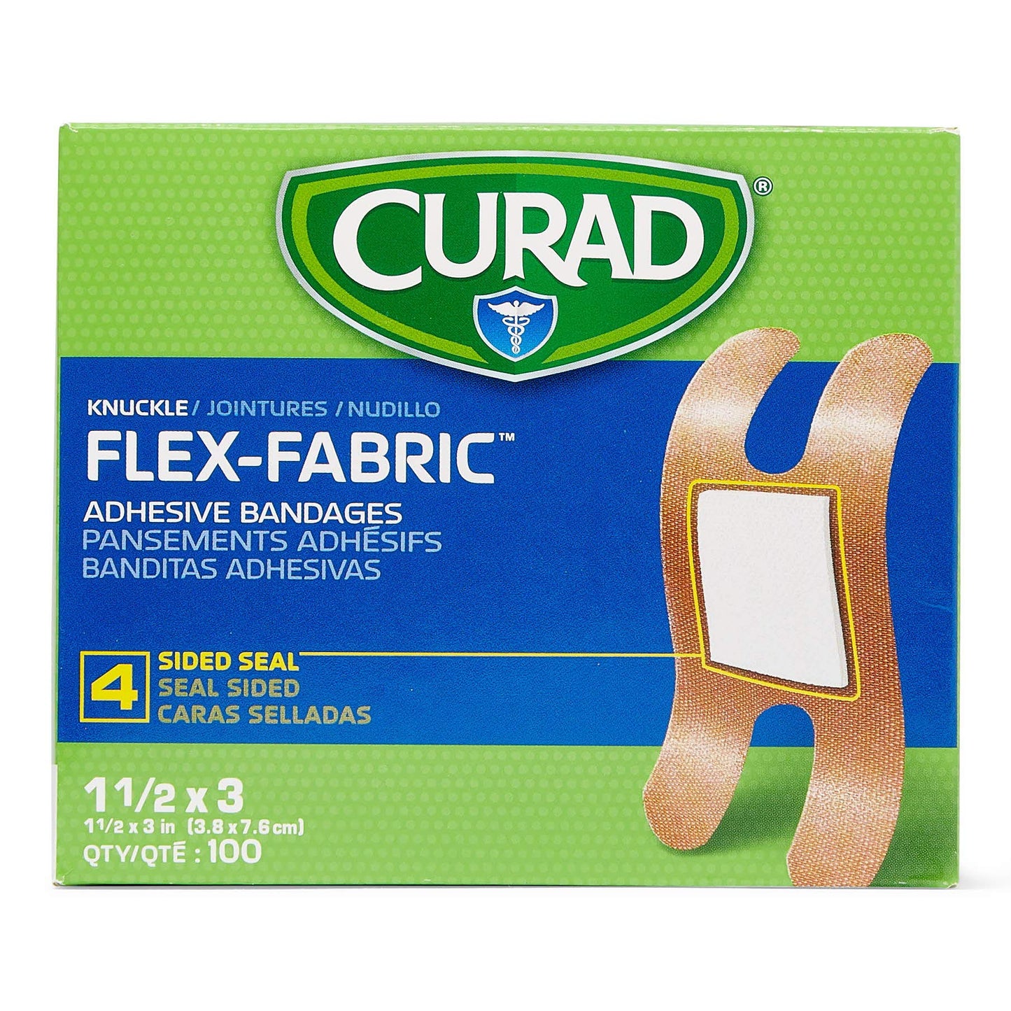 CURAD Flex-Fabric Adhesive Bandages, Knucle, 100 Ct, 1 BOX