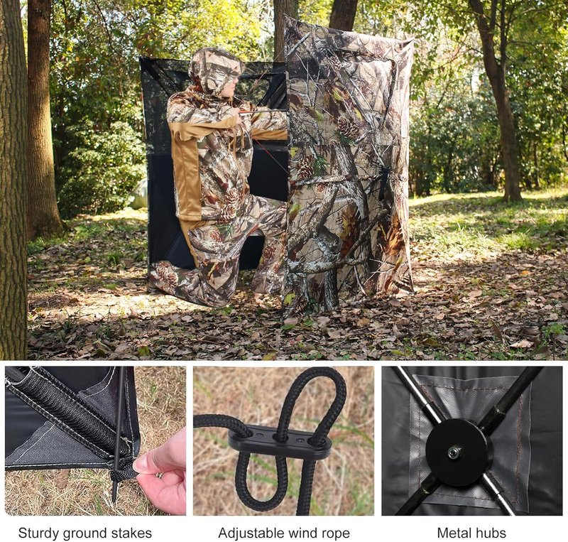 3-Panel See-Through Hunting Blind - Portable Pop-Up Ground Blind for Deer, Duck & Turkey | Includes Carrying Bag