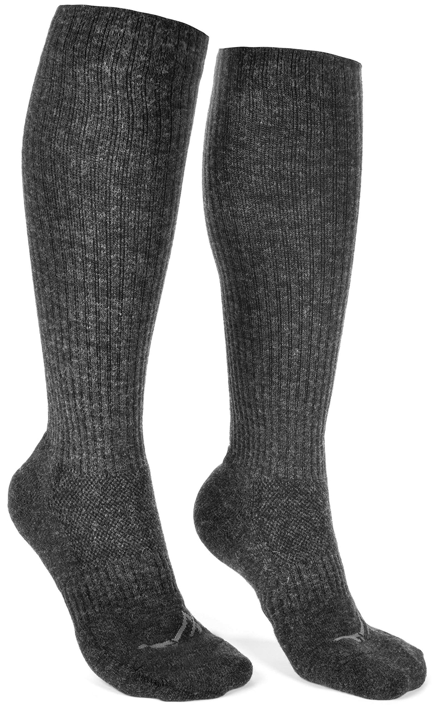 Wanderlust Knee-High Merino Wool Compression Socks Charcoal, Large (Shoe Sizes 8-12)