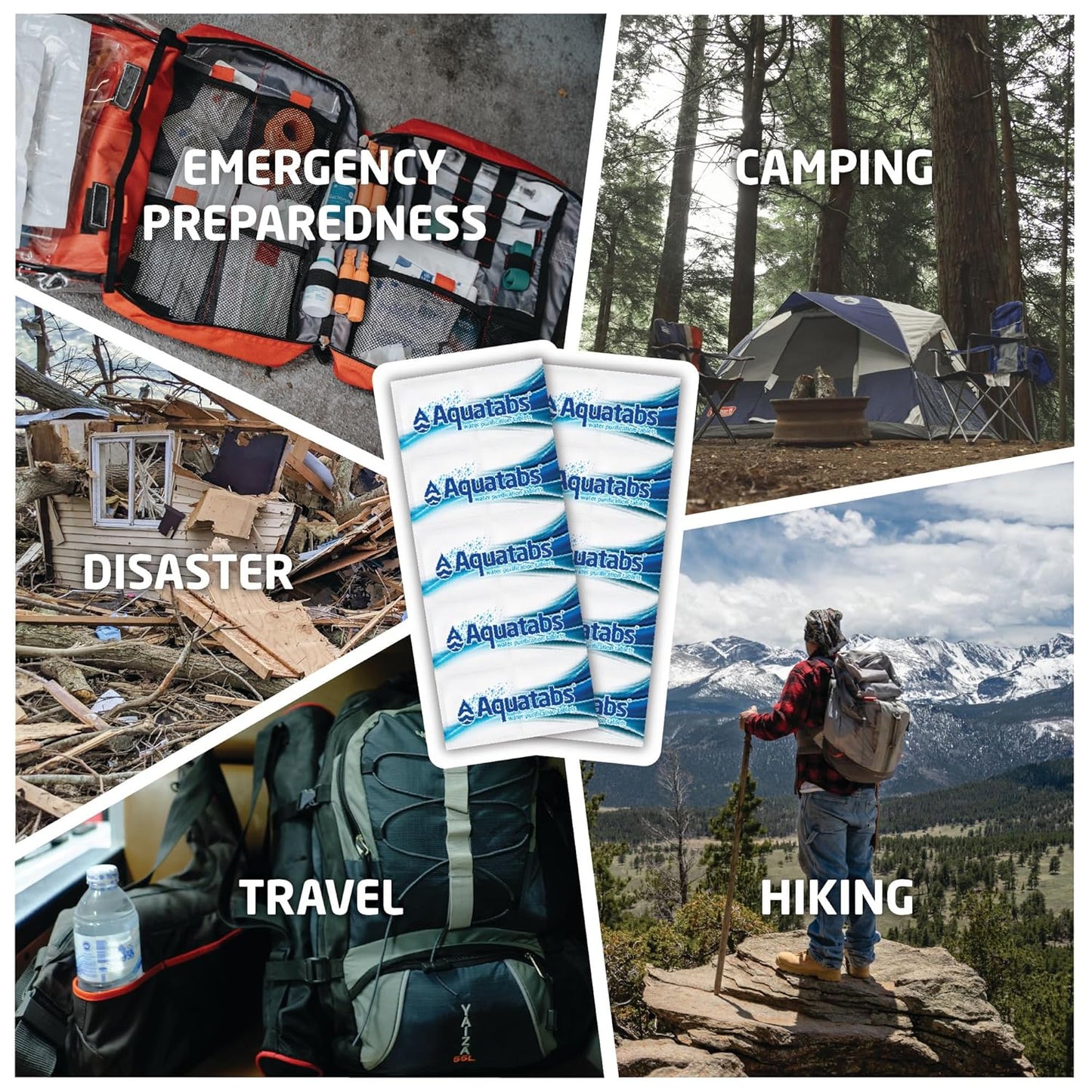Aquatabs Water Purification Tablets - 49mg | 100 Pack for Hiking, Camping, Emergencies & Home Use