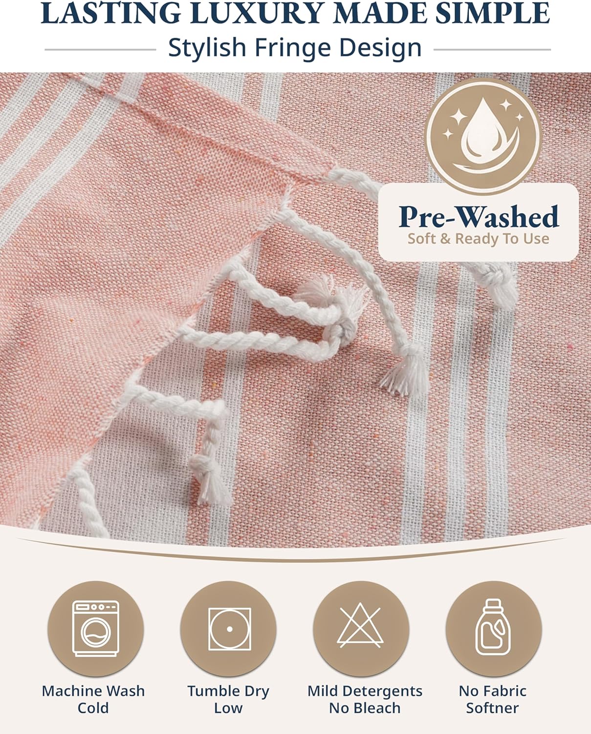 LANE LINEN Oversized Beach Towels 4 Pack - Quick Dry, No Sand, Extra Large 39"x71" - Quartz Pink