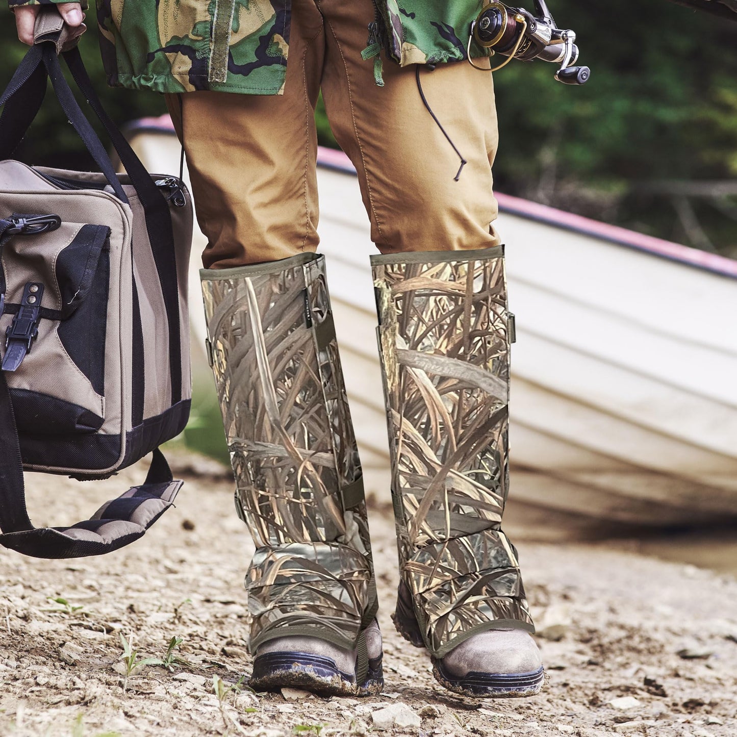 MYDAYS OUTDOOR Snake Gaiters for Hunitng,Snake Guards for Legs Men,Snake Proof Boots Women Men,Snake Chaps,Snake Bite Protection for Lower Leg (Camo Green)