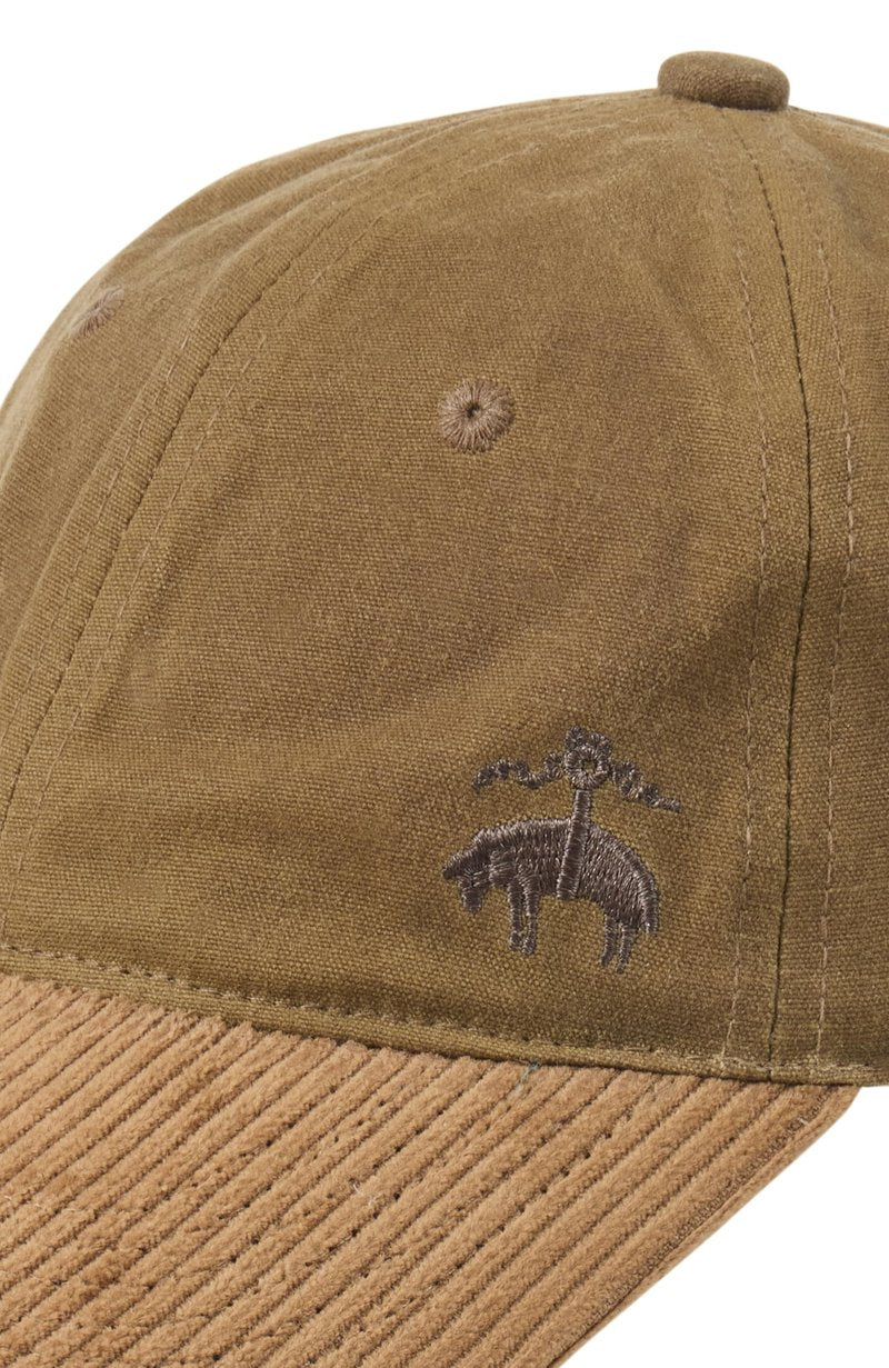 Brooks Brothers Men's 100% Cotton Baseball Hat with Corduroy Brim - Woven Logo One-Size Adjustable Hats, Navy Waxed Cotton