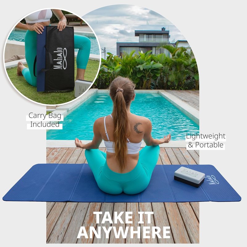 Foldable Yoga Mat - 6mm Anti-Slip Exercise Mat with Carry Bag | Perfect for Yoga, Pilates, Home Workouts