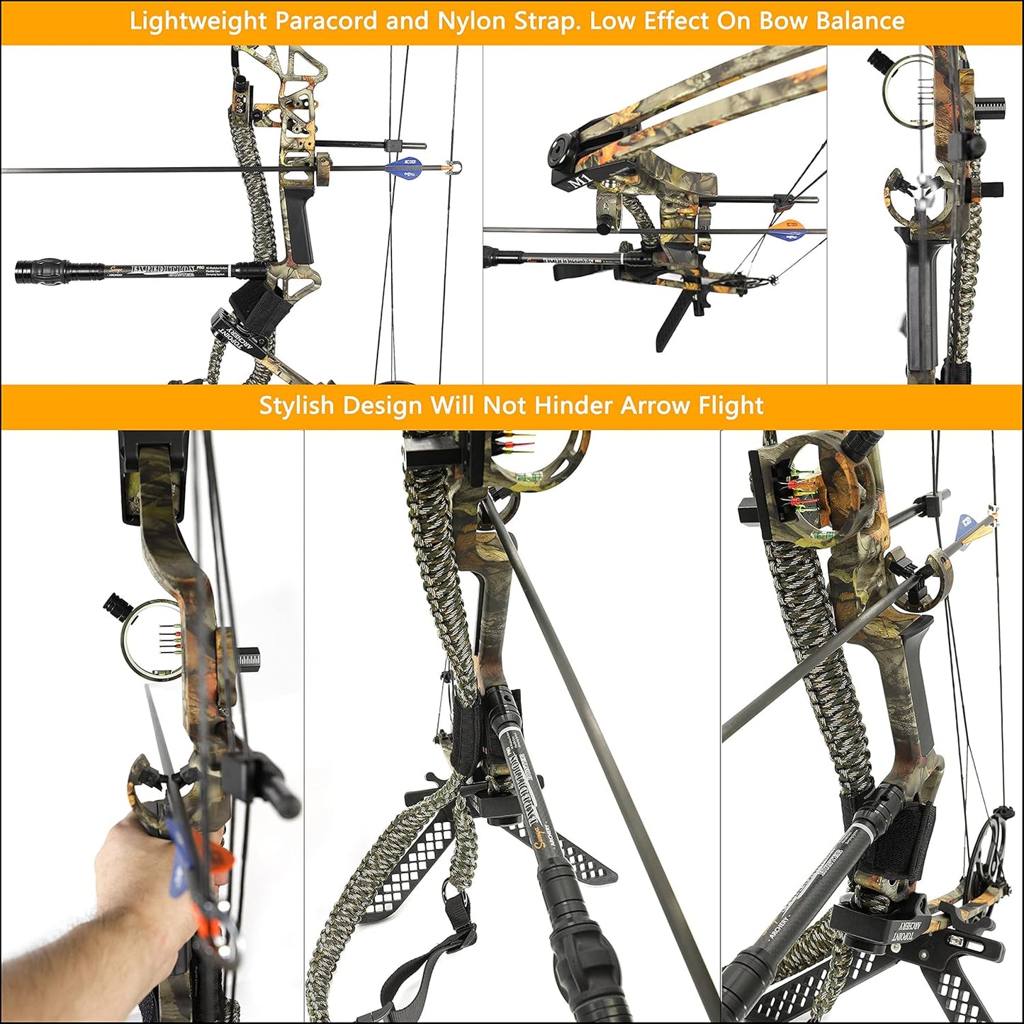 Paracord Bow Sling - V2 Magnetic Connection System for Hands-Free Carrying | Lightweight for Hunting & Archery