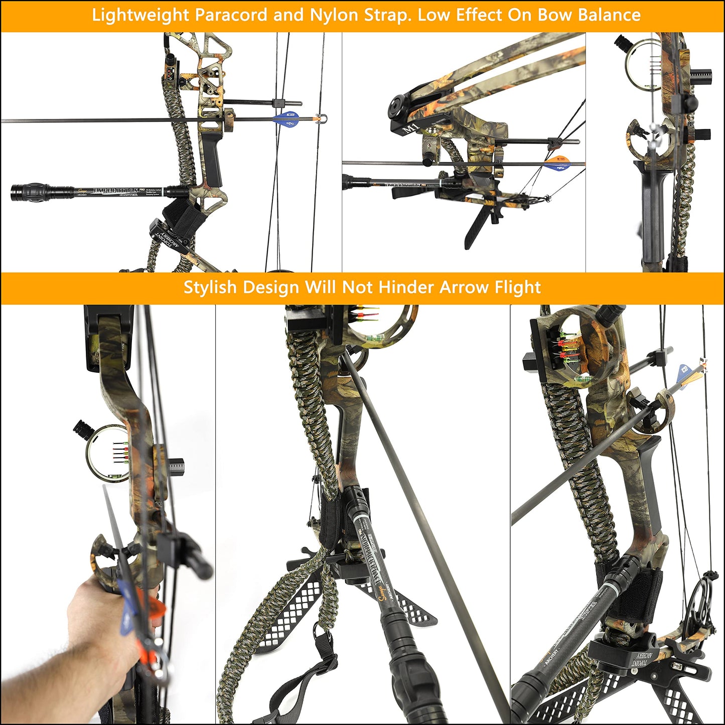 SUNYA Paracord Compound Bow Sling with V2 Upgraded Magnetic Connection System. Lightweight Hands Free Shoulder Carrying Sling for Bow Hunting, Field Archery and 3D (Atractaspis)