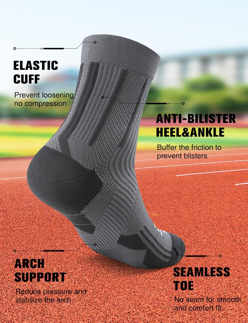 TENYSAF Compression Sport Running Socks: Athletic Socks for Men Women with Cushion,3 Pairs Work Hiking Basketball Ankle Socks