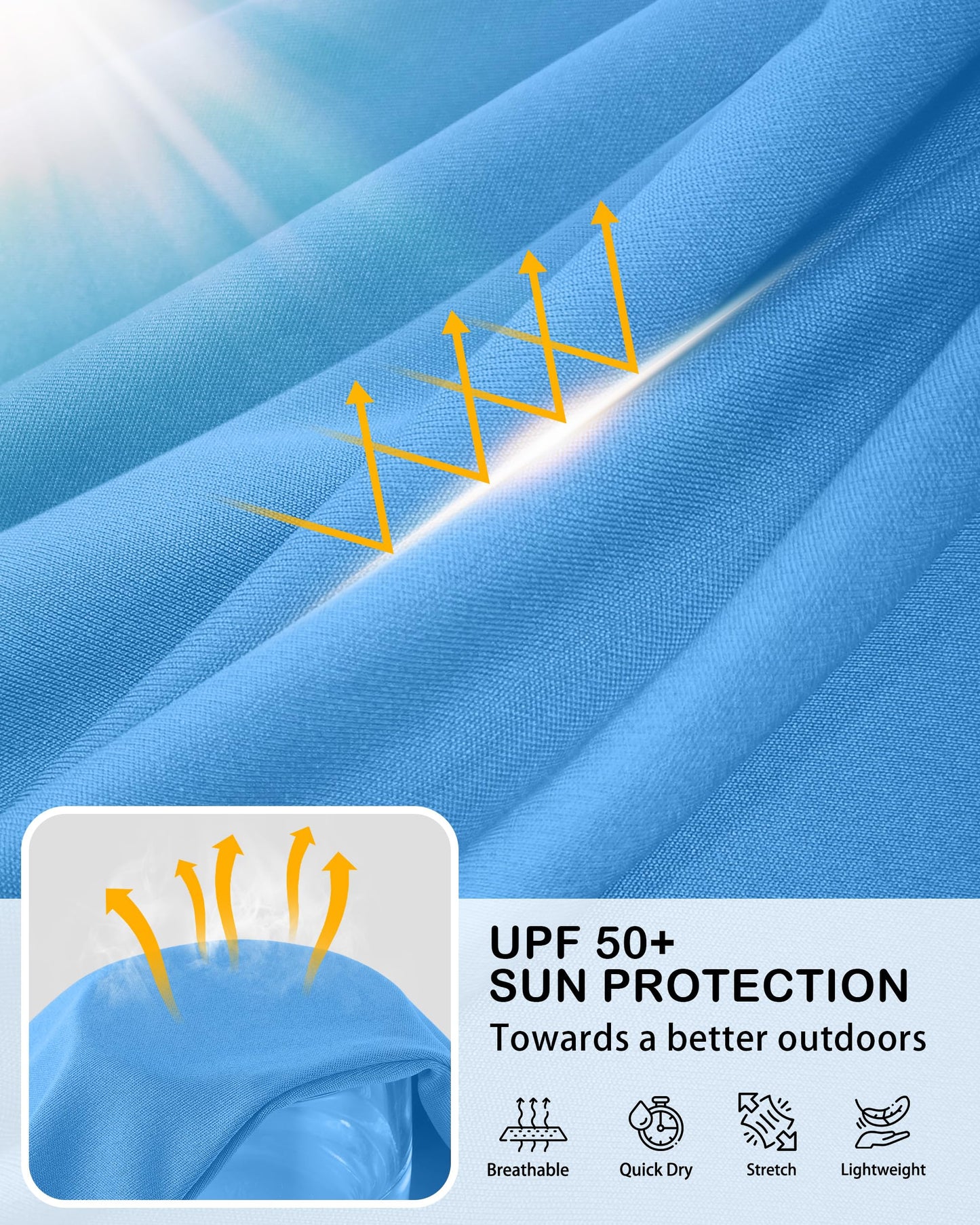 Roadbox Men's Big and Tall UPF 50+ UV Sun Protection Shirts, Long Sleeve Cooling Rash Guard Quick Dry Fishing Swim T-Shirt Navy Blue