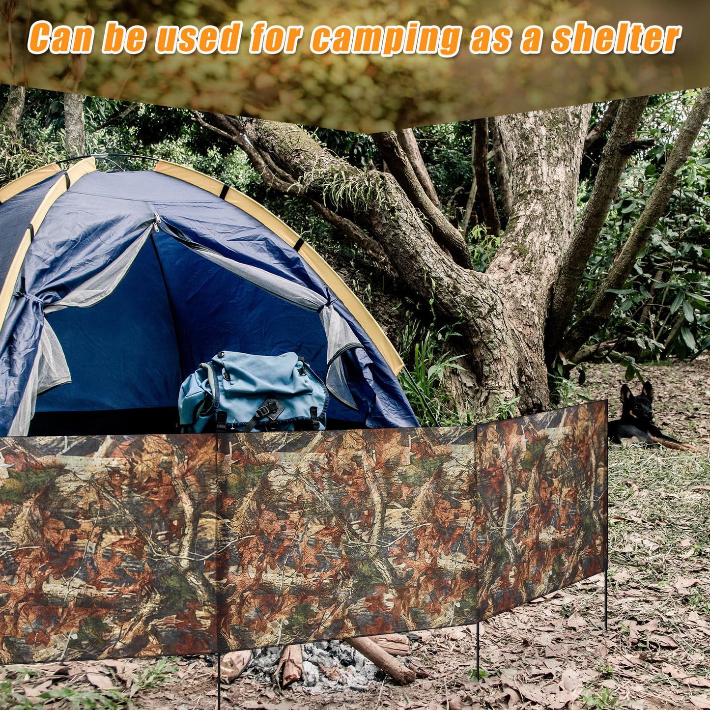 SmoothNovelty 2 Pcs Hunting Blinds Ground Portable Ground Blinds for Turkey Deer Hunting Camouflage 118 Inches x 27.6 Inches 3 Panel with 4 Stakes Easy Set up for Duck Turkey Spring Outdoor Shooting