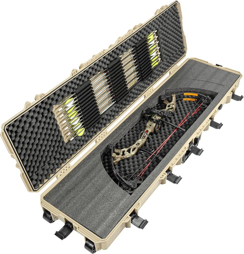 Eylar Rolling Hard Bow Case - 54 Inch Lightweight & Durable Design with Pre-Cut Foam Insert