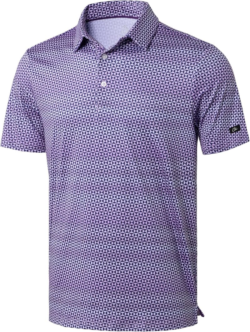 Men's Golf Polo Shirt - Short Sleeve Dry Fit Moisture Wicking Casual Print | Comfortable Activewear for Golf