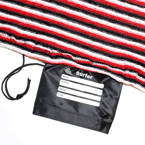 Tidal Wake TAG-IT Snub Nose Surf & Wake Board Sock Bag with Built-in Name Tag 58", Tag Your Bag - Personalize with Your Name! (Red & Black Striped)