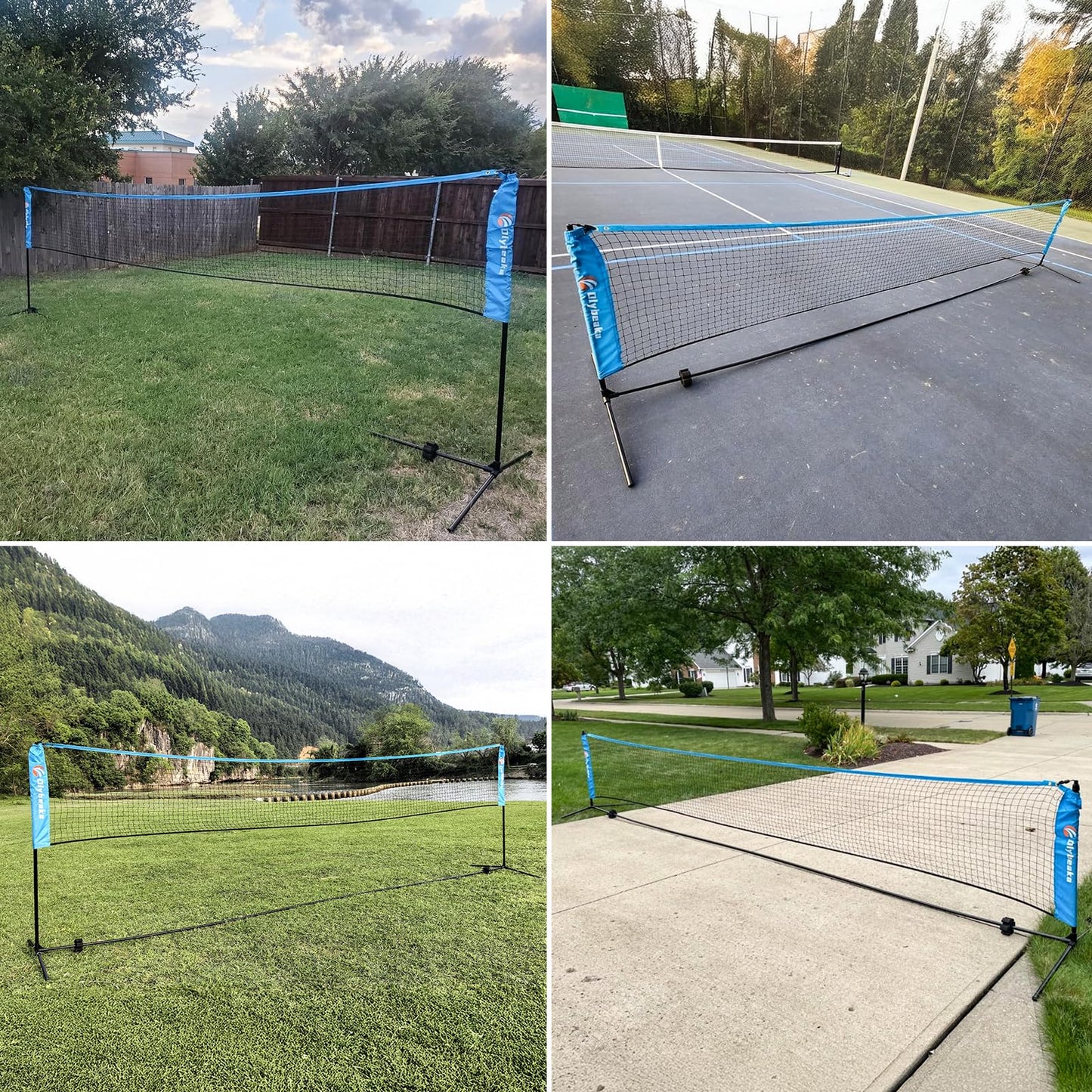 All-in-one Portable Badminton & Pickleball Net Set for Backyard Beach Driveway with Height Adjustable Poles, Durable Net, 2 Aluminum Badminton Rackets + 2 Pickleball Paddles