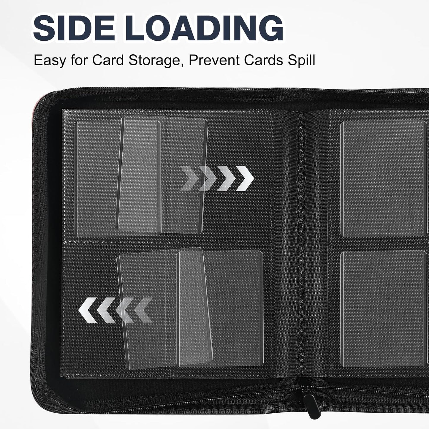 Toploader Binder - 4-Pocket PU Cover for 3" x 4" Rigid Toploaders | Holds 160 Cards, Includes 100 Toploaders