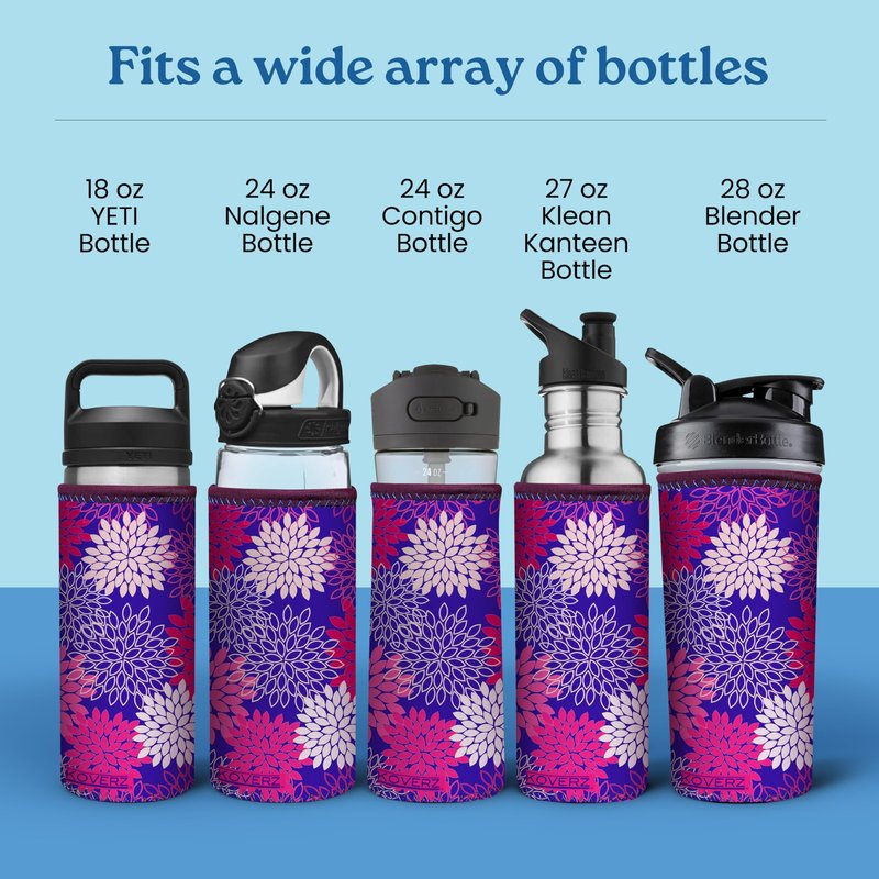 Koverz Water Bottle Sleeve, Fits 24-30 Oz. Water Bottle, Large Size, Hawaiian Floral