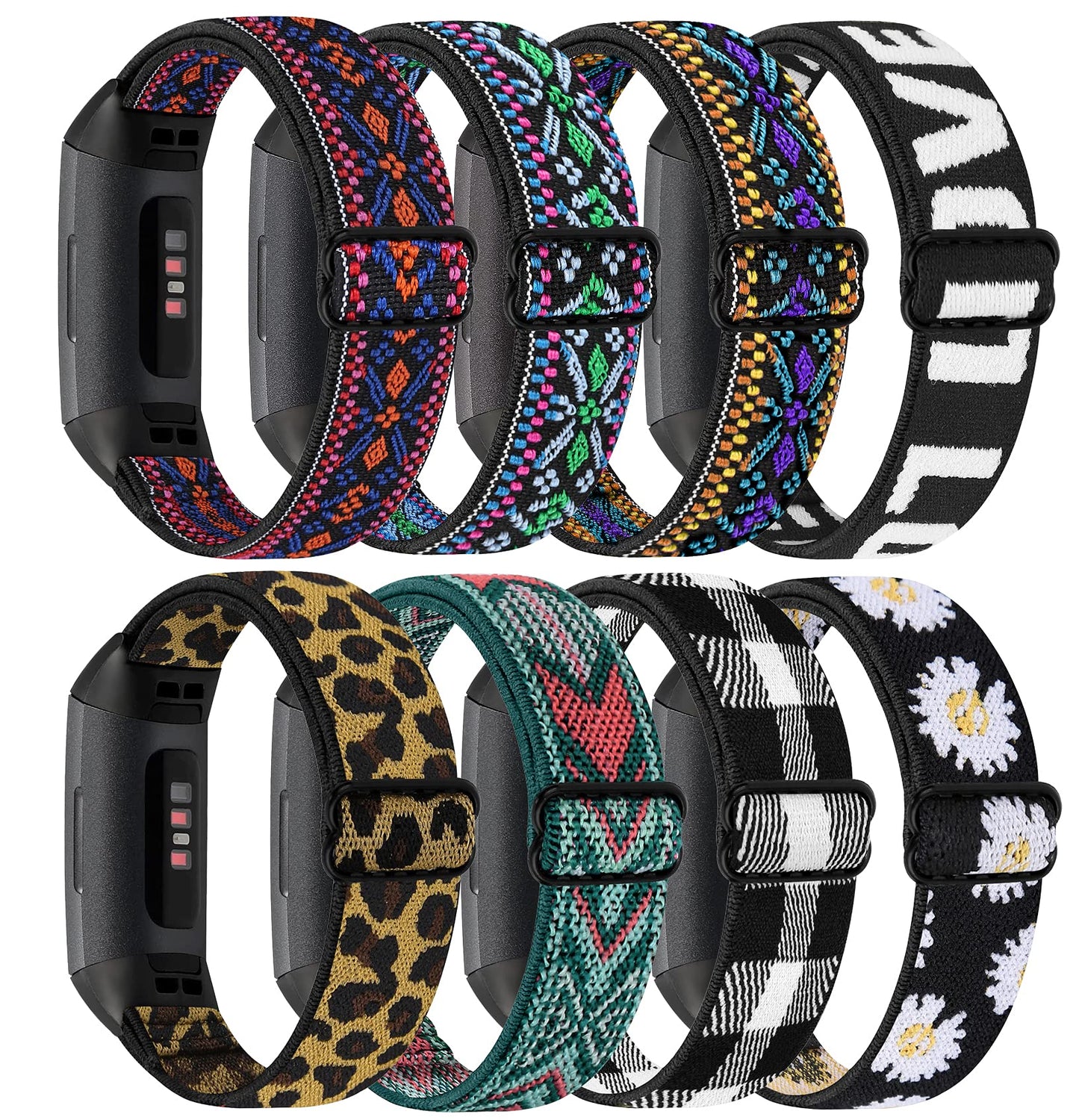 ShuYo 8 PACK Bands Compatible with Fitbit Charge 4 / Charge 3 / Charge 3 SE, Adjustable Replacement Watch Bands Fitness Sport Band Wristband for Women Men