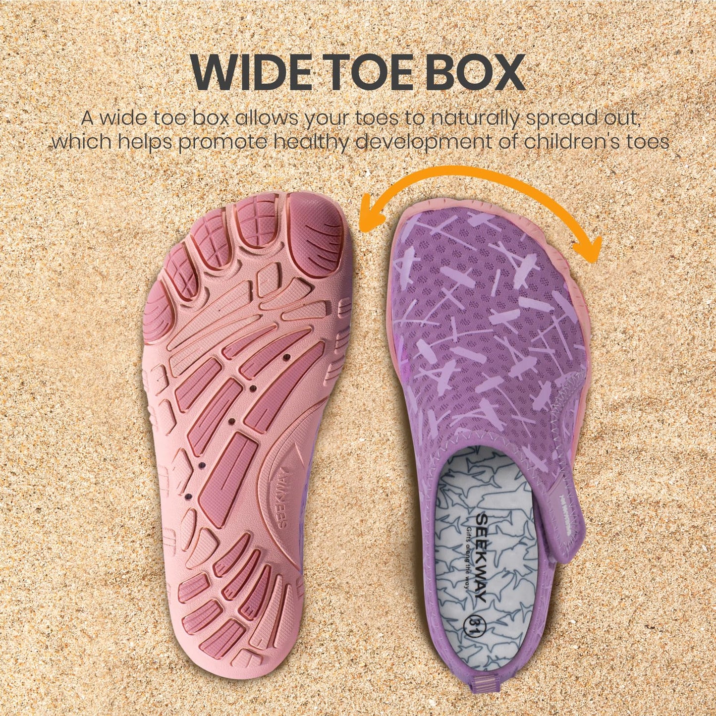 SEEKWAY Barefoot Water Shoes for Kids - Wide Toe Box and Quick-Dry Sand Shoes Toddler for Hiking Swim Beach Pool Kayak Sport Accessories, Camping Essentials Non-Slip for Boys Girls Sizes