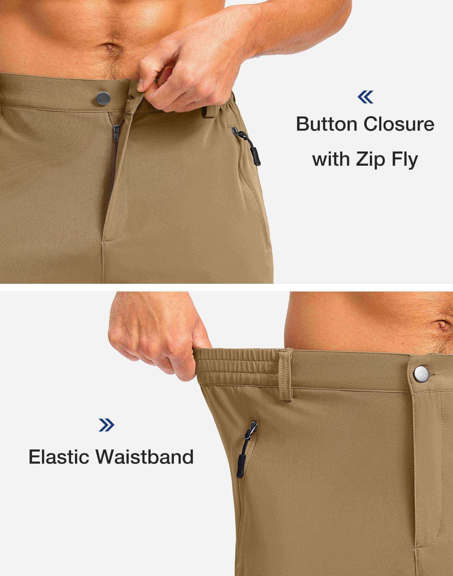 Pudolla Men's Hiking Shorts 11" Lightweight Cargo Work Shorts for Men Summer Travel Golf Casual Outdoor with 5 Pockets(Dark Khaki 3X-Large)