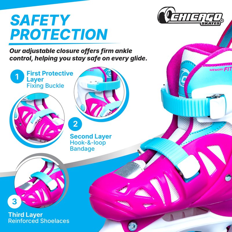 Chicago Skates Girls Adjustable Junior Quad Skates