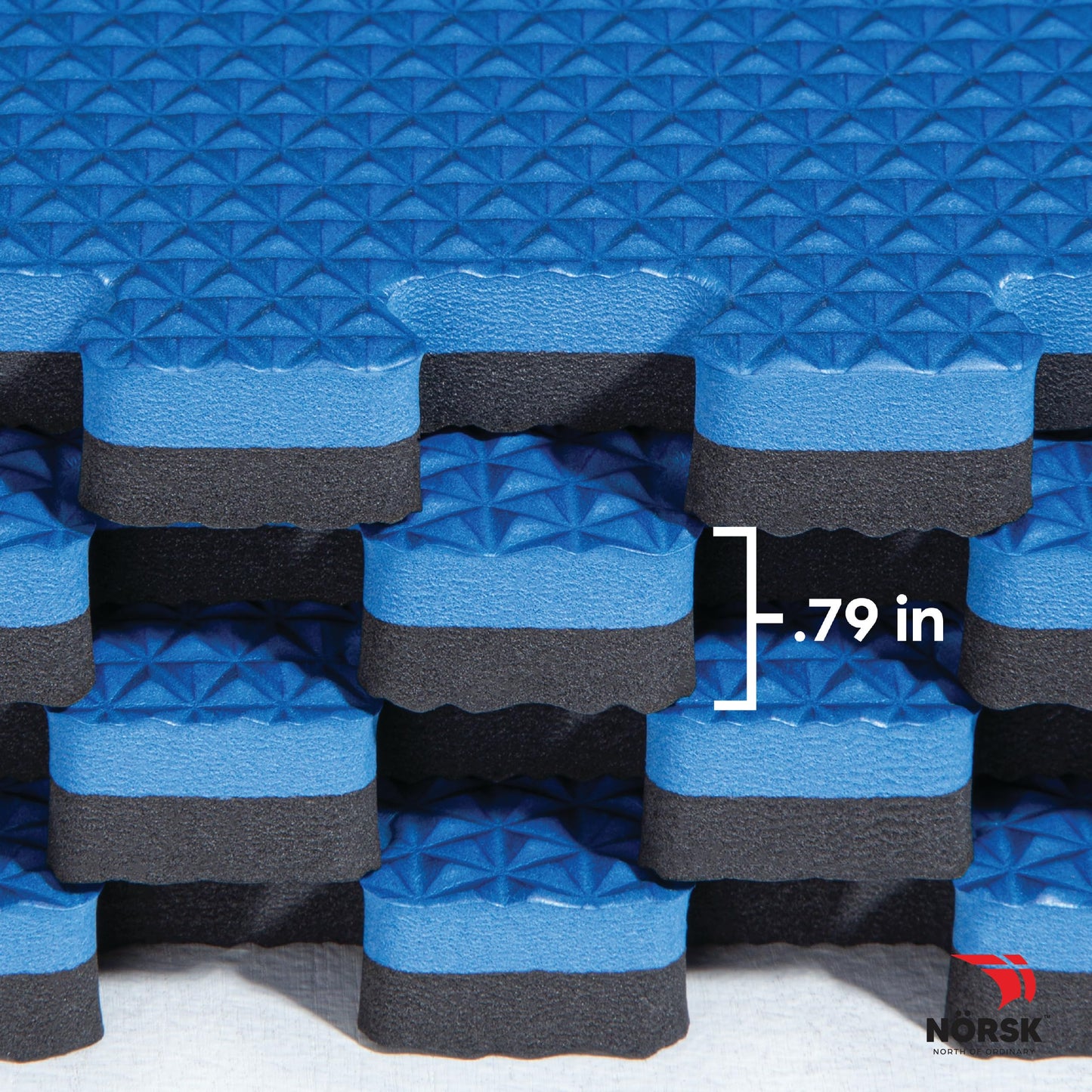 Norsk Reversible Gym Exercise Mats 3/4" Thick EVA Interlocking Foam Tiles, Perfect Gym Flooring for Home Gym, 36 Tiles & 72 Trim Pieces, 144 Sq. Ft. Reversible, Dazzling Blue/Black