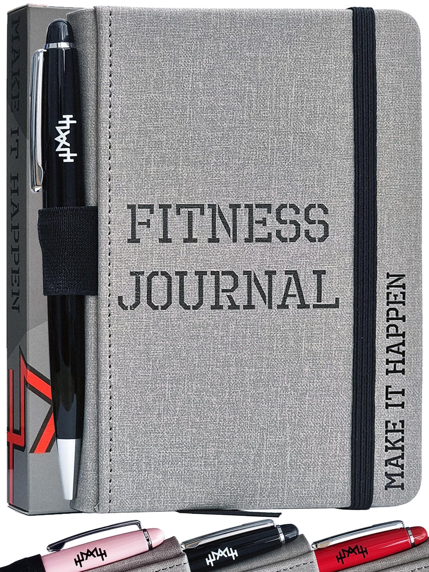 A6 Pocket Fitness Journal & Workout Log Book for Men & Women – Track 93 Workouts, Set 15 Goals & Log 24 Personal Records – Sweatproof Gym Diary & Exercise Planner – Black