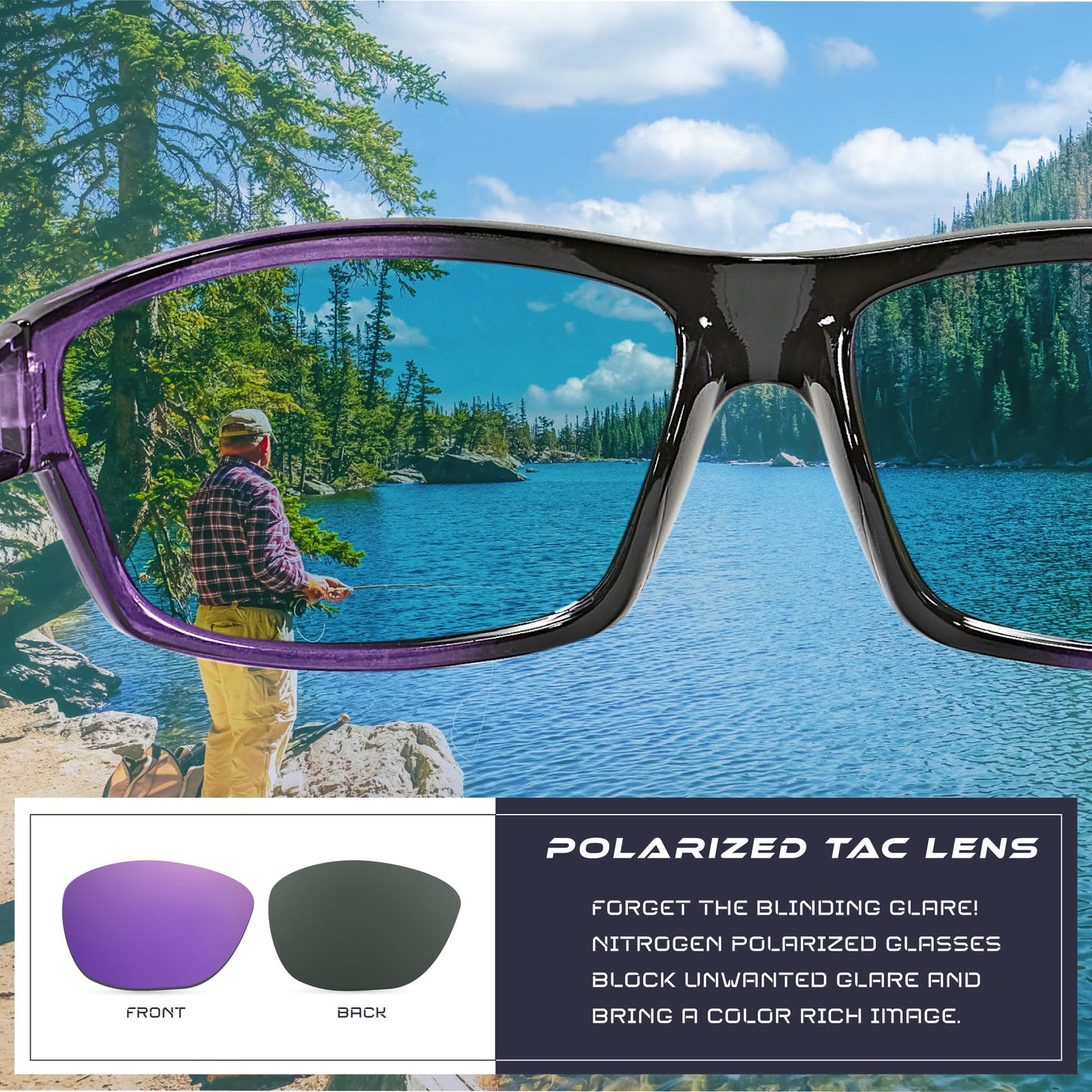 Nitrogen Polarized Wrap Around Sport Sunglasses for Men Women UV400 Driving Fishing Running Sun Glasses