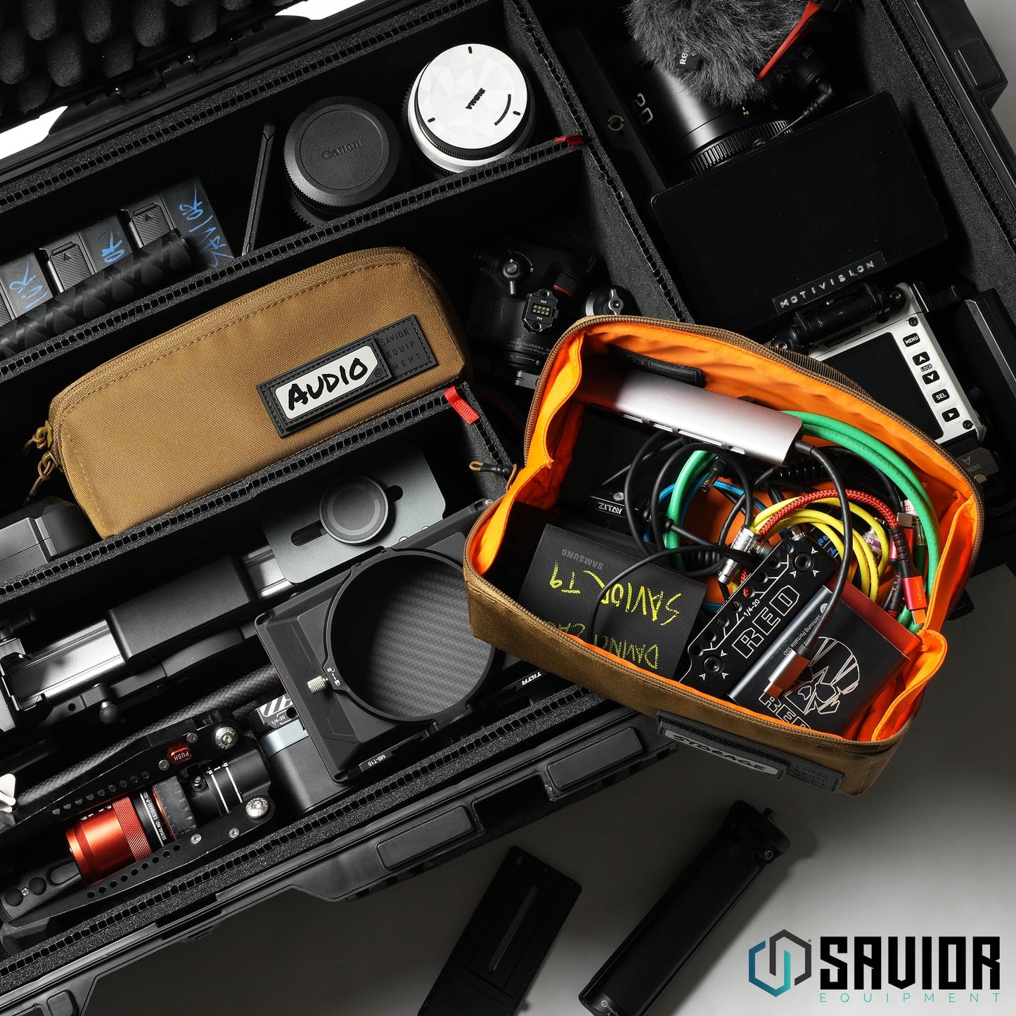 Savior Equipment Utility Pouch Ammo Storage Organizer Range Gear Accessories w/ 4 Writable ID Patches, Opens As a Tray, Semi-Hard Shell, 2-Pack (Black/Green)