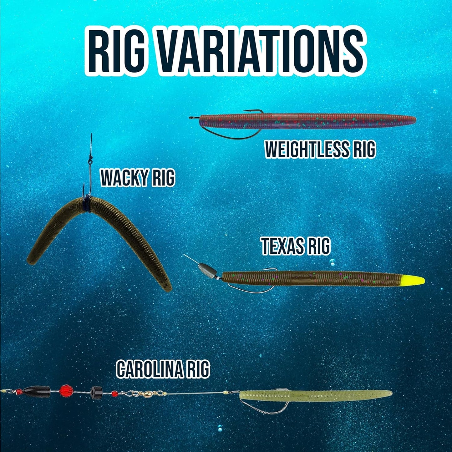 Wacky Worms Soft Plastic Fishing Baits - Durable 5.5in Lures for Bass | 24 Pack