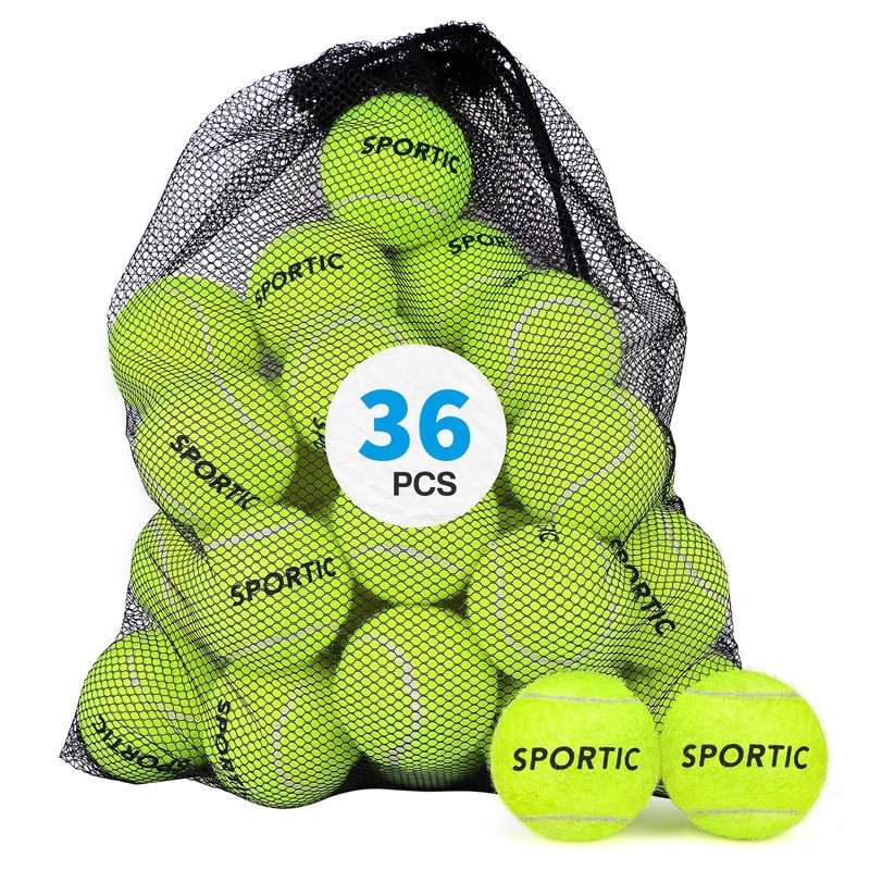 SPORTIC Tennis Balls, High Bounce Practice Tennis Balls with Mesh Bag for Easy Transport, Pet Dog Playing Balls,Duty Felt Pressurized Tennis Ball for Beginner Training (36pcs)