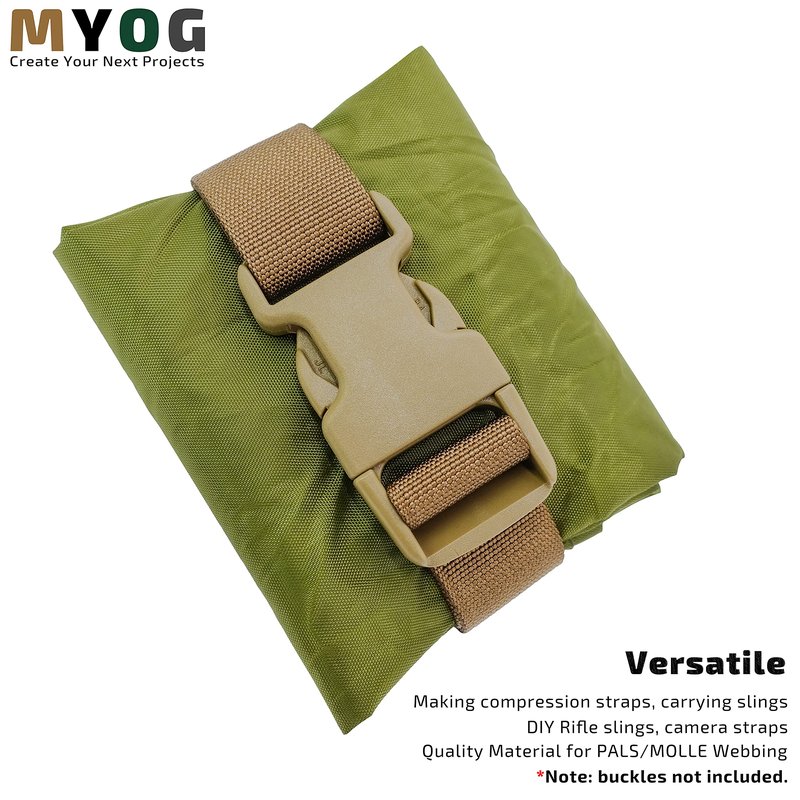 GM CLIMBING MIL-W-17337 Nylon Webbing Flat MilSpecs 1200Lbs for Tactical Goods, Backpack Straps, Loops, Slings, PALS MOLLE Webbing Adapter 1 inch x 30Ft / 10 Yards Ranger Green