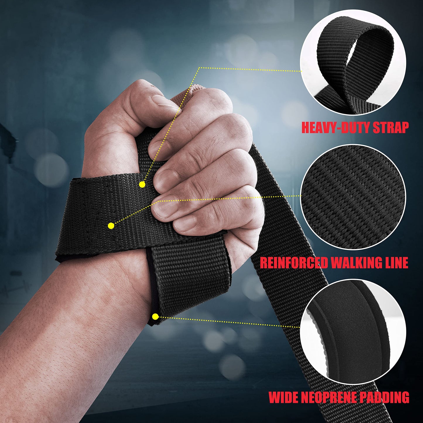 ihuan Lifting Straps for Weightlifting - Wrist Straps for Weightlifting | Gym Wrist Wraps with Extra Hand Grips Support for Strength Training | Bodybuilding | Deadlifting