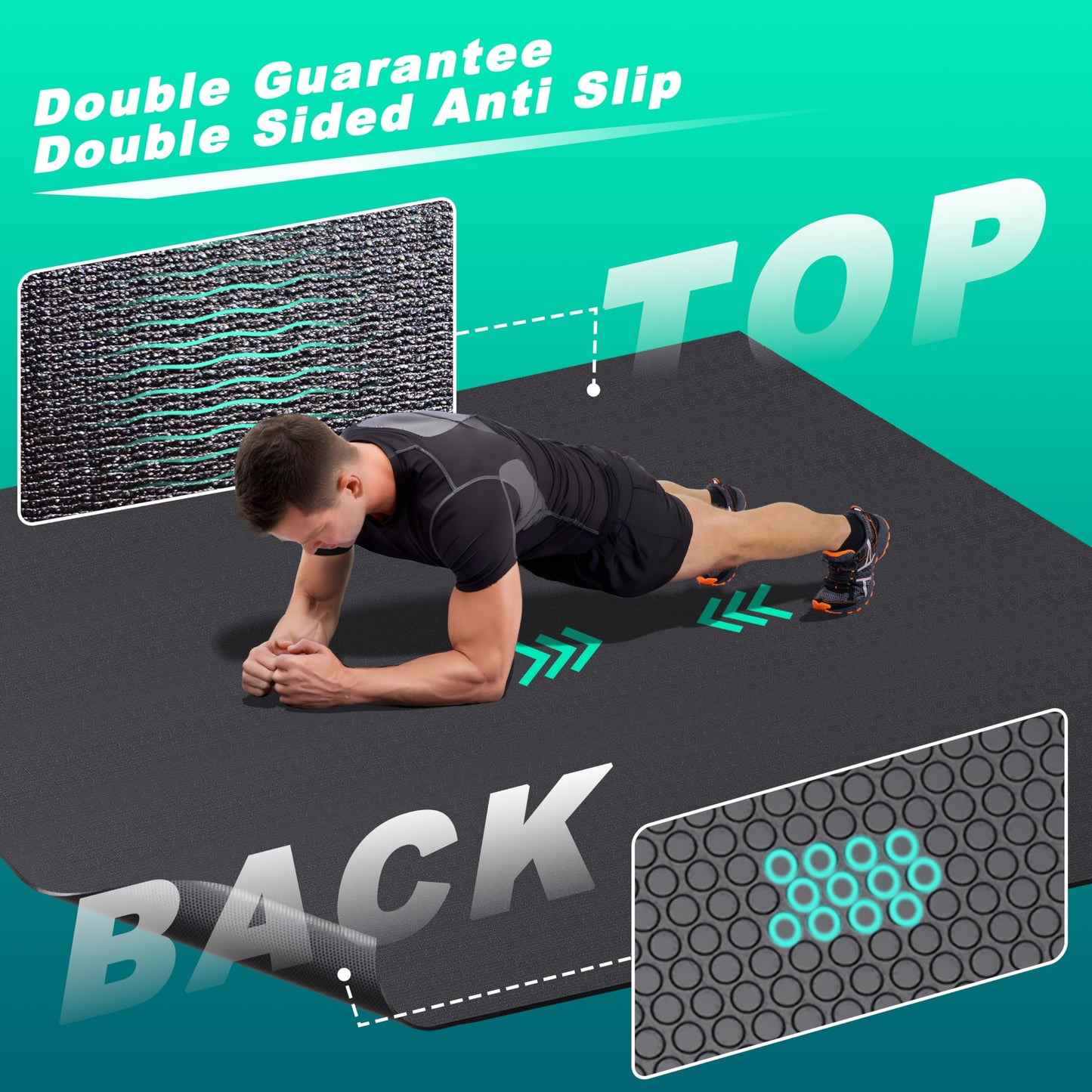 Cheete Large Exercise Mat 7'x5'/6'x8'/6'x9'/6'x10/'6'x12' Extra Thick Workout Mat for Home Gym, High-Density Non-Slip Gym Flooring, Durable Cardio Mat for Fitness, Jump Rope, MMA, Weightlifting,Shoe-Friendly & Non-Toxic