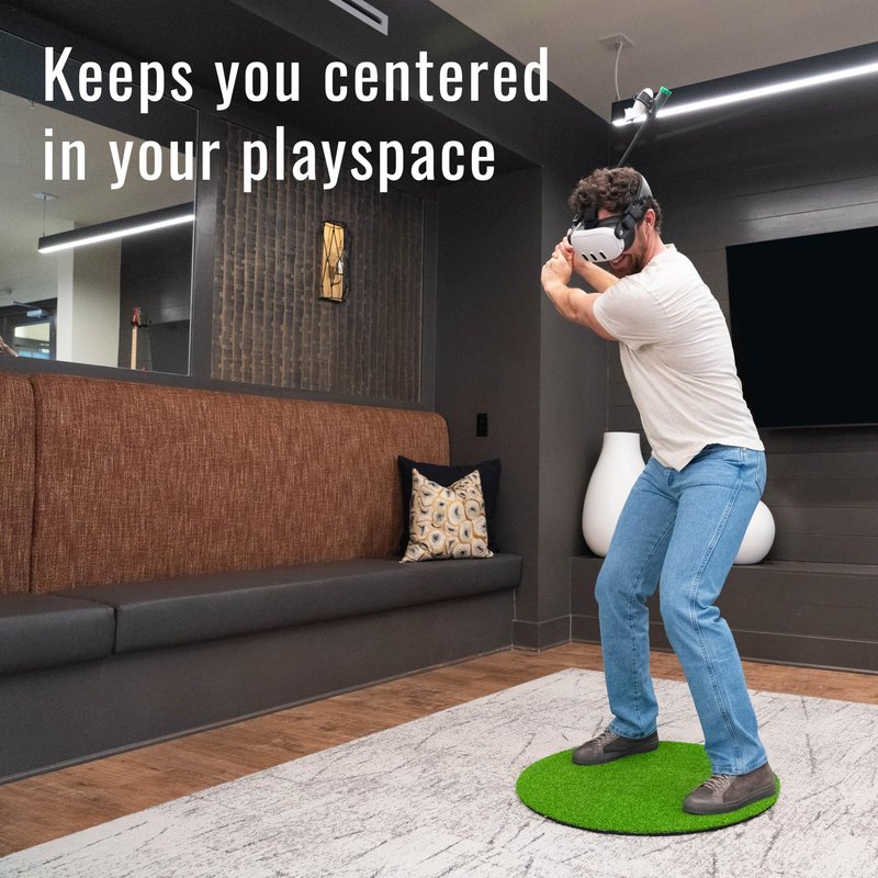 DeadeyeVR Golf Mat for Perfect VR Immersion - Hitting and Putting Grass Mat, Quest Club Attachment VR Accessory, 28" Diameter, 3/8" Thick, Easy Storage, Compatible with Deadeye Golf Club