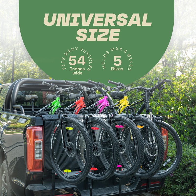 Tailgate Pad for Mountain Bikes & E-Bikes – Holds 5 Bikes, Heavy Duty Waterproof Truck Tailgate Bike Pad with Case, Storage Pockets & Camera Access Window – Fits Most Pickup Trucks | NIKLEBERRY
