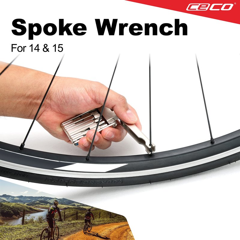 CECO USA 13 Function Bike Tool with Chain Breaker, Bicycle Multi Tool, Ultra Slim, Compact Pocket Sized, Lightweight, High Strength CR-V 6150 Tool Steel, Easy To Carry, Case Pouch Included, Road
