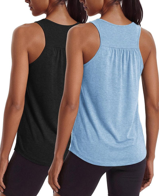 Workout Tops for Women - Racerback Tank Shirts | Lightweight Athletic Yoga Gym Tanks, 2 Pack S-3XL