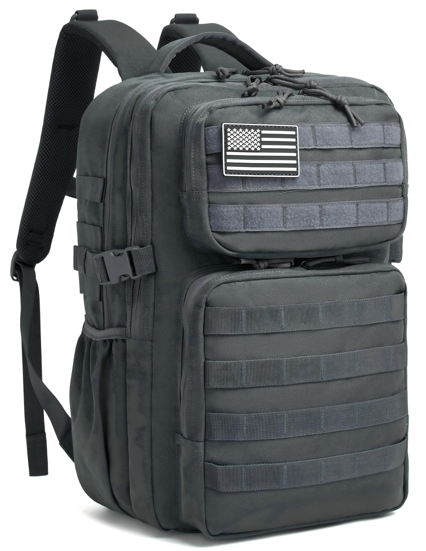Wotony Military Tactical Backpack for Men Waterproof Daypack 3 Day Assault Pack Molle Bag with Water Bottle Holder (Grey, 35L)