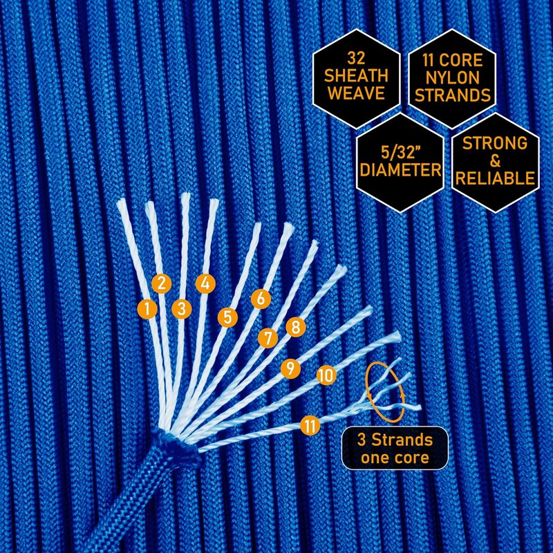 HERCULES 750lb Paracord - 4mm 11 Strands Tactical Rope for Camping | Forest Camo, 50FT