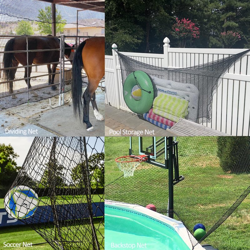 Aoneky Heavy Duty Knotless Golf Hitting Net, 10x10ft Practice Net with Reinforced Rope Edge, 1" Square Mesh 3mm Polyester Netting for Baseball Soccer Hockey Backyard Driving Cage Indoor Outdoor Use