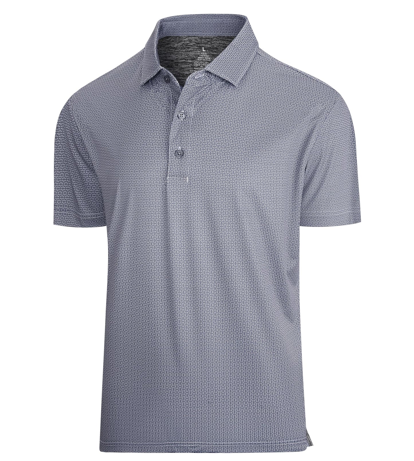 SAMERM Mens Golf Shirts Short Sleeve Dry Fit Performance Moisture Wicking Print Sport Polo Shirts for Men Casual，Black Dots，L