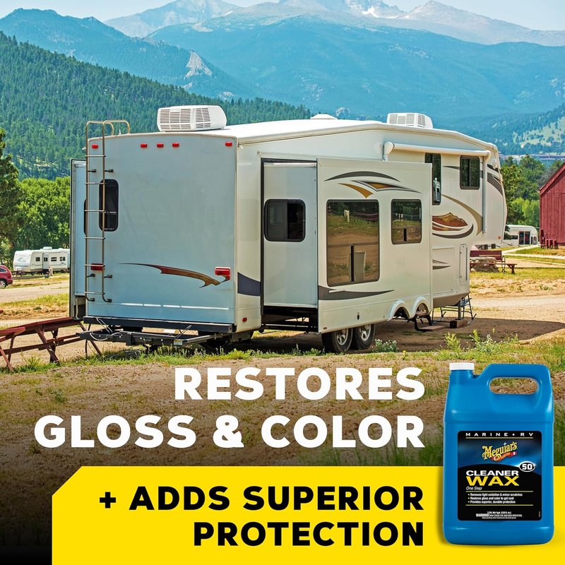 Meguiar's Marine/RV One Step Cleaner Wax - Easy-to-Use Boat & RV Wax for Color Restoration | 1 Gallon