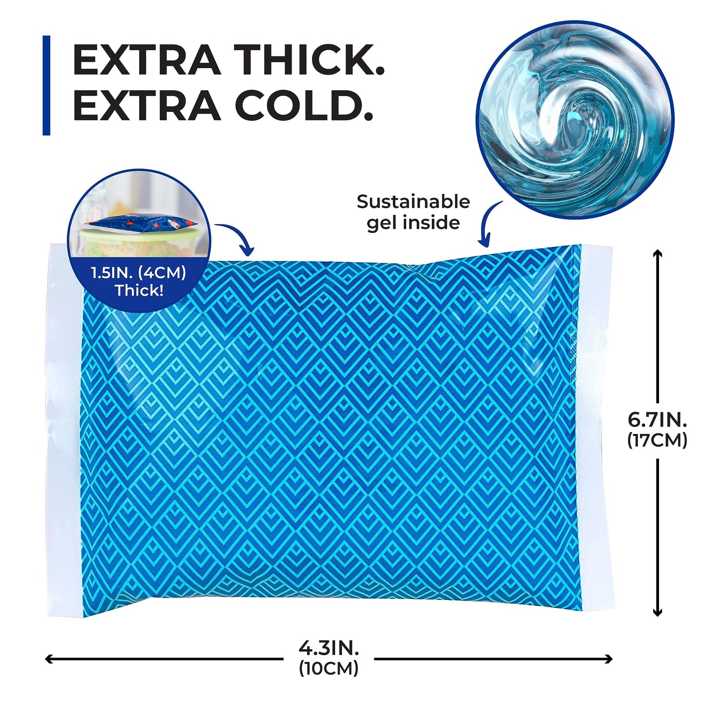 Thrive Ice Packs for Lunch Bags - Pack of 4 - Reusable Ice Packs for Cooler and Lunch Box - Long Lasting, Lightweight, Soft Gel Ice Packs for Camping, Beach Bags, Picnics, Injuries