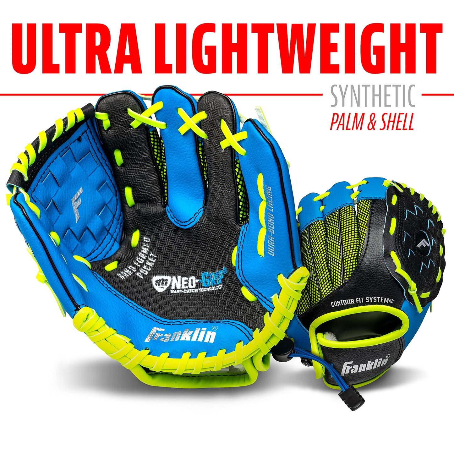Franklin Sports Neo-Grip Teeball Gloves, Blue, Right Hand Throw