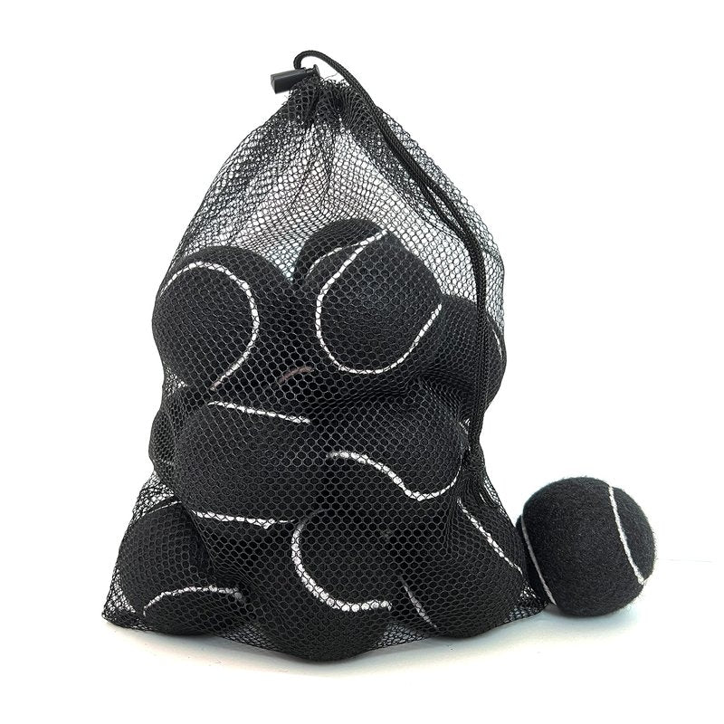 HPWFHPLF Tennis Balls, 15 Pack Practice Tennis Ball for Beginners, Training Playing Tennis Balls for Dogs, Come with Mesh Carry Bag (Black)