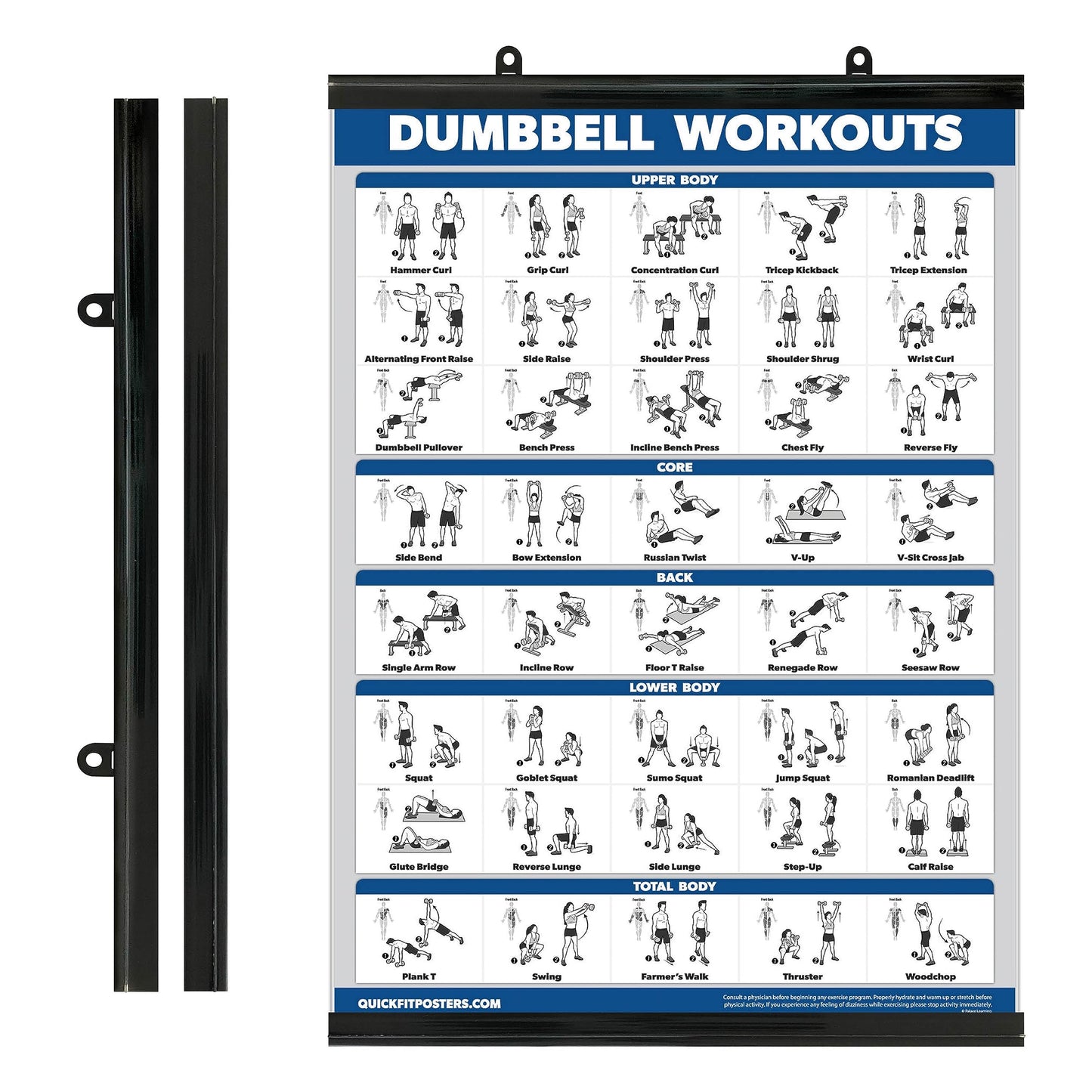 Palace Learning Plastic Poster Frame Hanger Clip Kit - Black, 18" x 24" & 18" x 27" - Vertical Layout Posters Only (2 Pack)