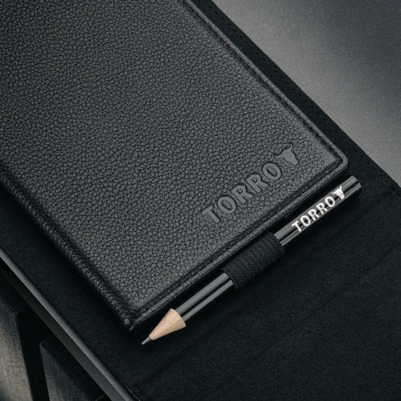 TORRO Golf Scorecard and Yardage Book Holder – Genuine Leather Golf Scorecard and Yardage Wallet with Pencil Loop (Black)