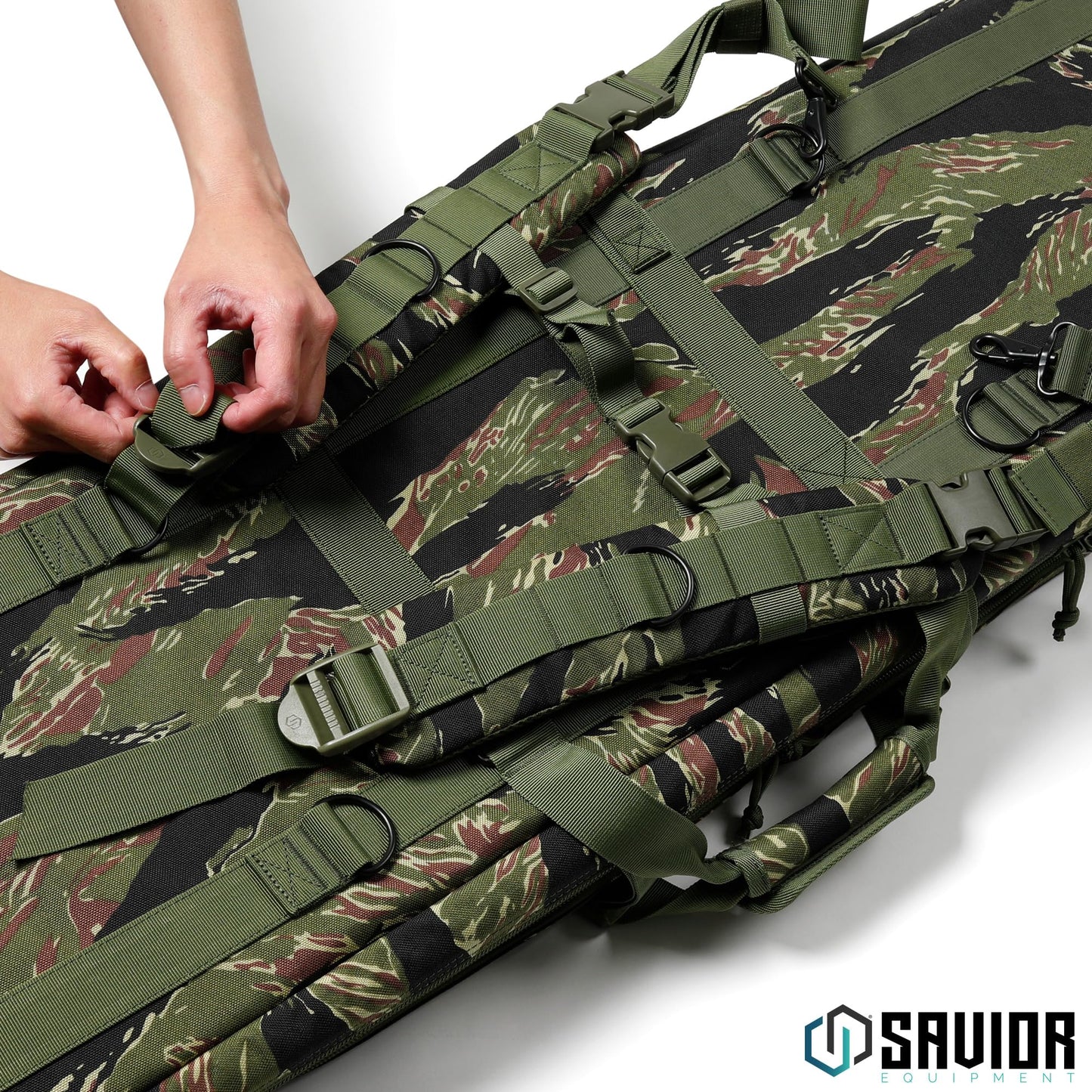 Savior Equipment American Classic Tactical Double Long Gun Bag Pistol Transportation Case w/Backpack Strap, 46 Inch Tiger Stripe
