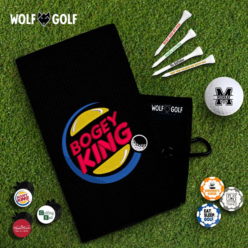 Wolf Golf Towels Bogey King Golf Towel | Embroidered in USA | Golf Accessories for Men or Women
