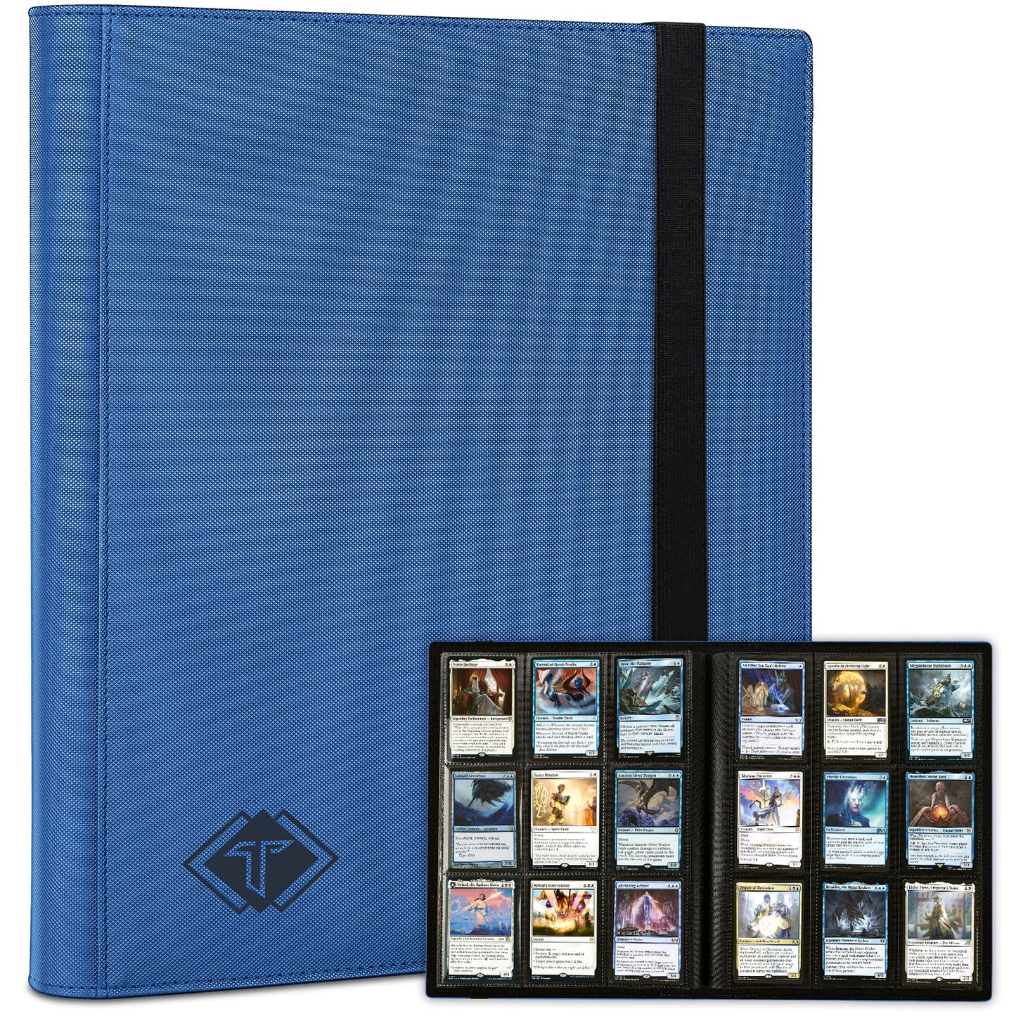 Tioplior 9 Pocket Card Binder,Trading Card binder Holds 432 Side Loading Pocket,Durable PU Cover,Card Collection Binder for MTG, TCG, Baseball,Sports Cards (Navy Blue)